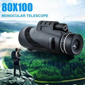 hd 80x100 monocular zoom telescope daynight vision bak4 prism optional phone adapter tripod for bird watching hunting sports free global shipping