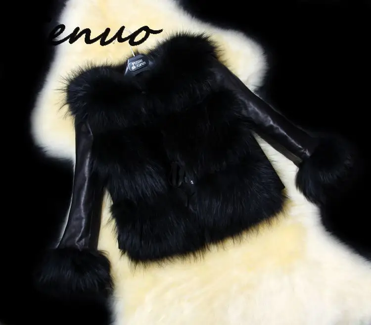 Натуральная зимняя женская куртка из искусственной кожи с искусственным мехом