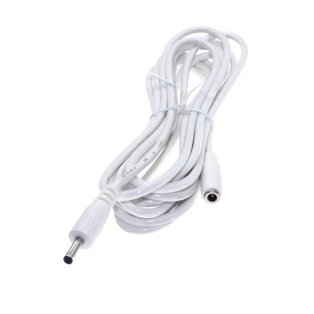 

White 5V 3A DC Power Extension Cable DC3.5*1.35 Female To Male Plug Power Pord 1/1.5/3/5m 22AWG