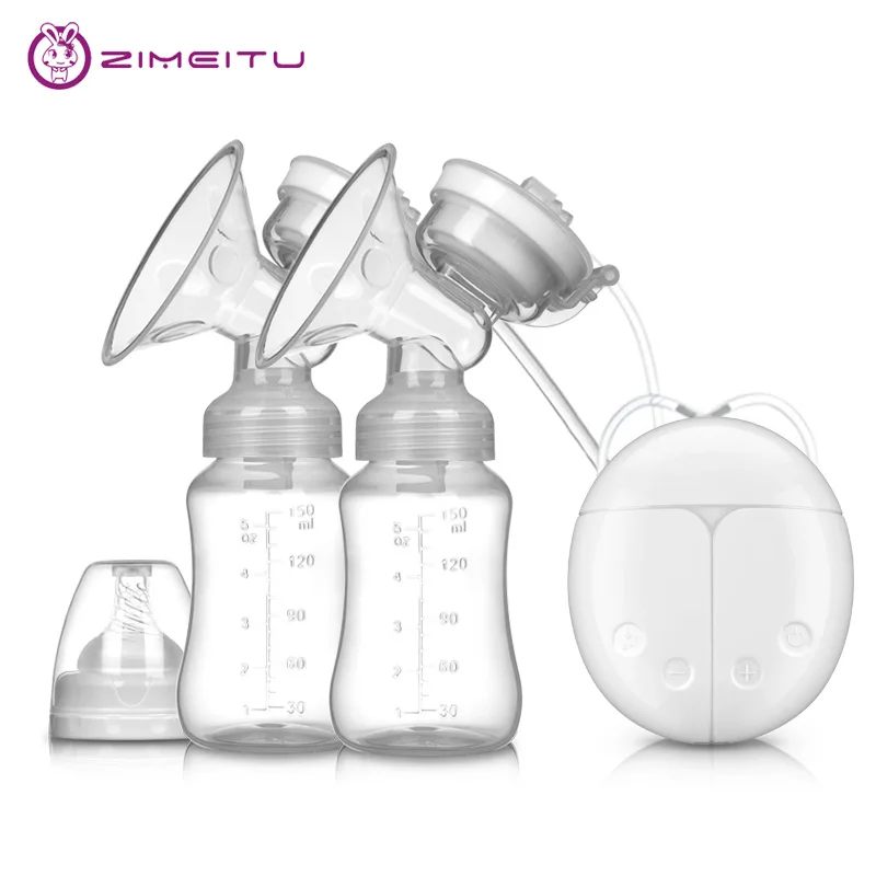 ZIMEITU двойные электрические молокоотсосы мощный всасывающий USB Электрический молокоотсос с детской бутылочкой для молока холодная грелка Nippl