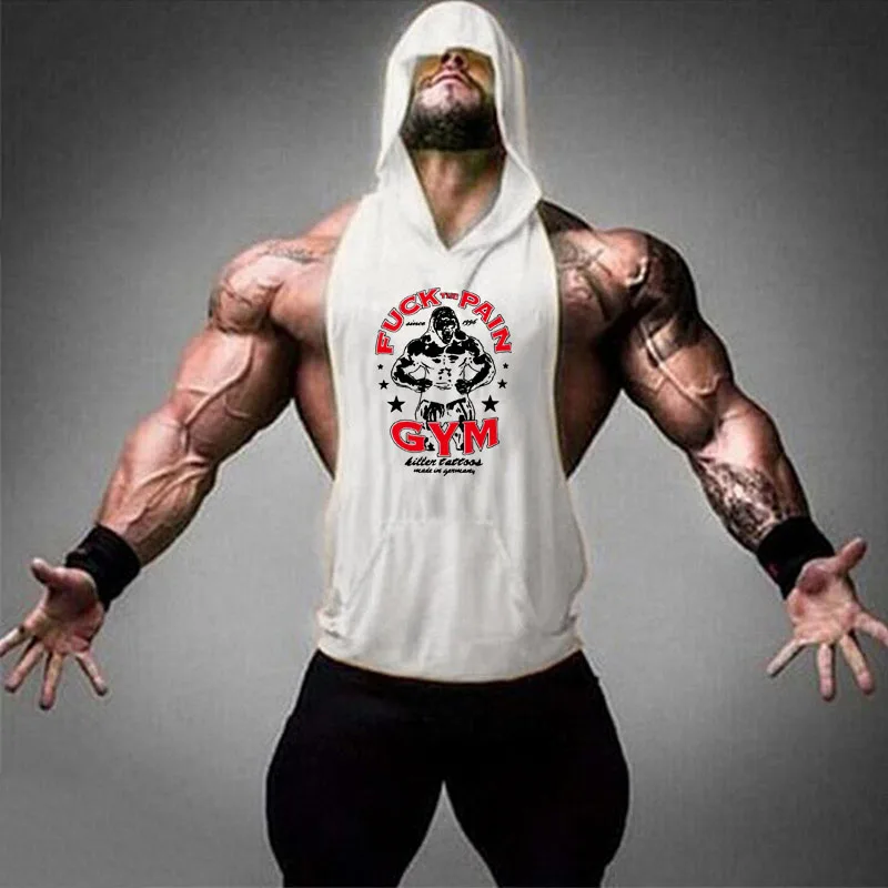 

2021 Latest Comfortable Breathable Sports Fitness Gym TankTops Bodybuilding Hooded Vests Workout Casual Hoodies