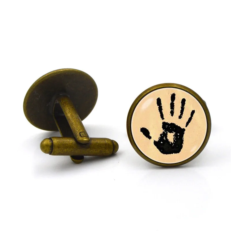 XK 5HXK0182 новый черный ручной печати узор Французский костюмы запонки Ретро Для