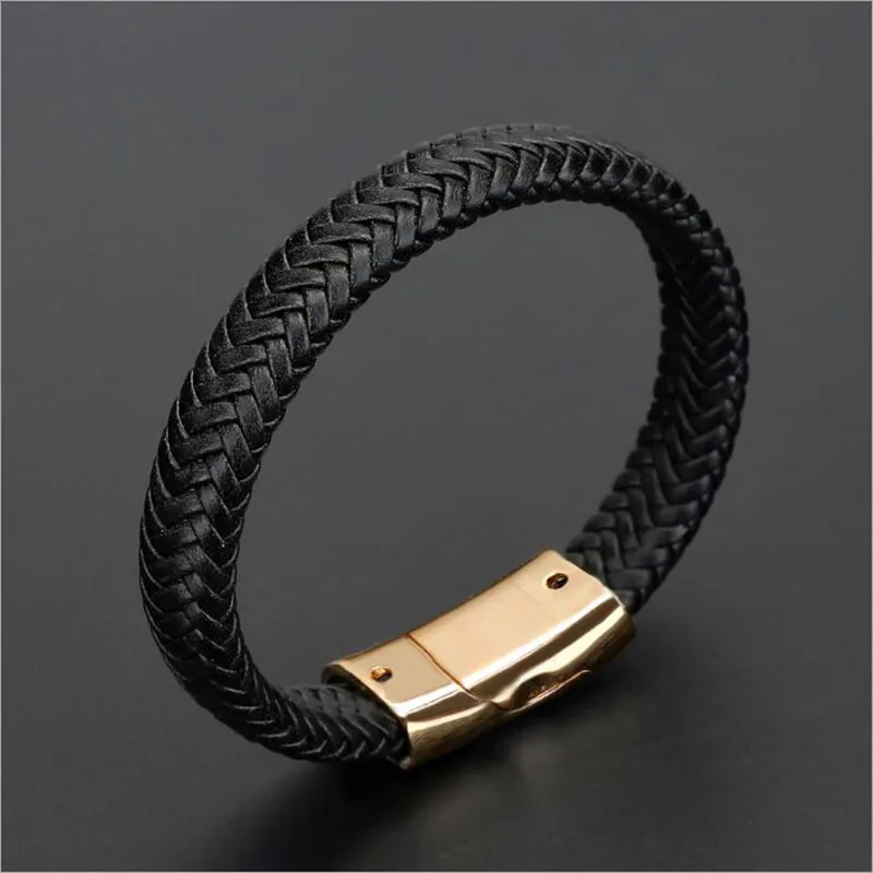 Модные простые мужские ювелирные изделия плетеный кожаный браслет из