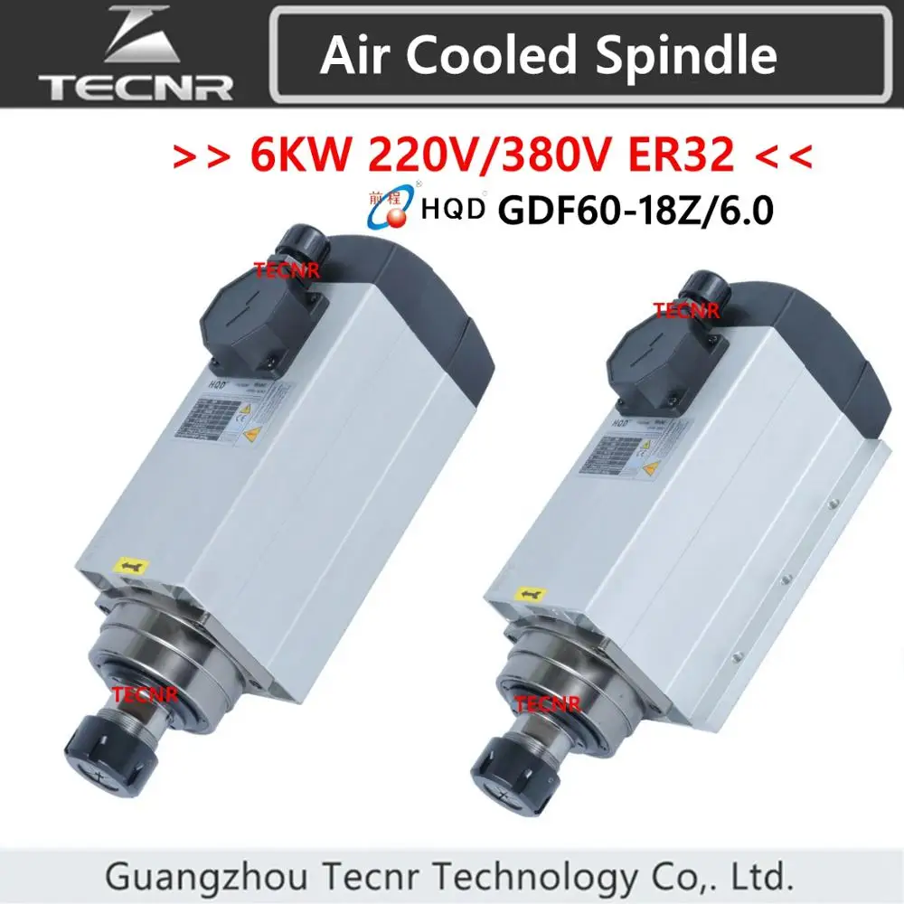 HQD 6kw 220v 380v электродвигатель шпинделя с воздушным охлаждением ER32 4 шт. подшипников