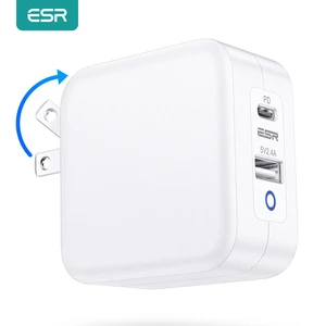 esr foldable gan charger 65w usb pd 3 0 fast charger travel wall charger for macbook dell for samsung ipad eu plug dual port free global shipping