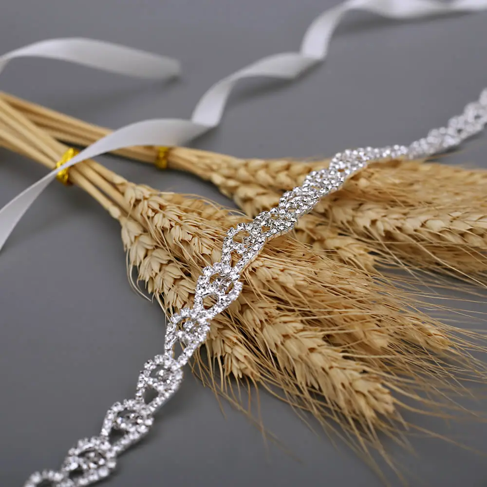 Свадебный пояс Стразы с серебряными кристаллами свадебный жемчужинами для