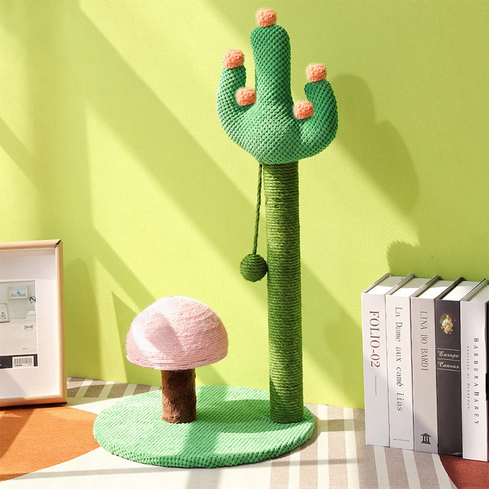 Cactus Style Sisal Cat Scratching Post Climbing Frame Tree Tower Playing Ball Toys Jumping Platform Furniture Pet Products | Дом и сад