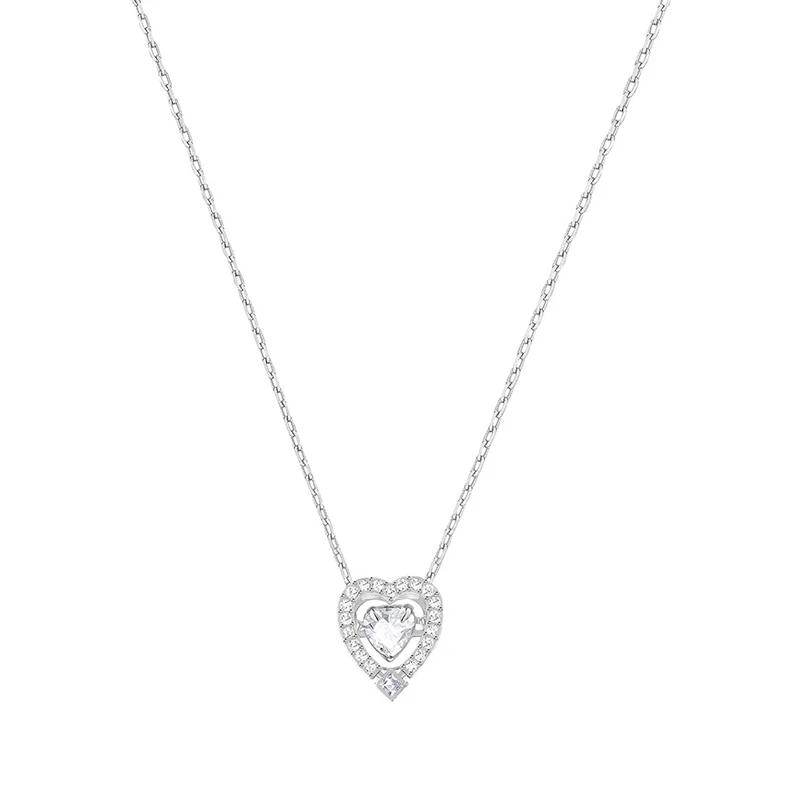 

SWA Exquisite New Sparkling Heart-shaped Necklace Elegant Simple Ladies Jewelry For Valentine's Anniversary Wedding Gift