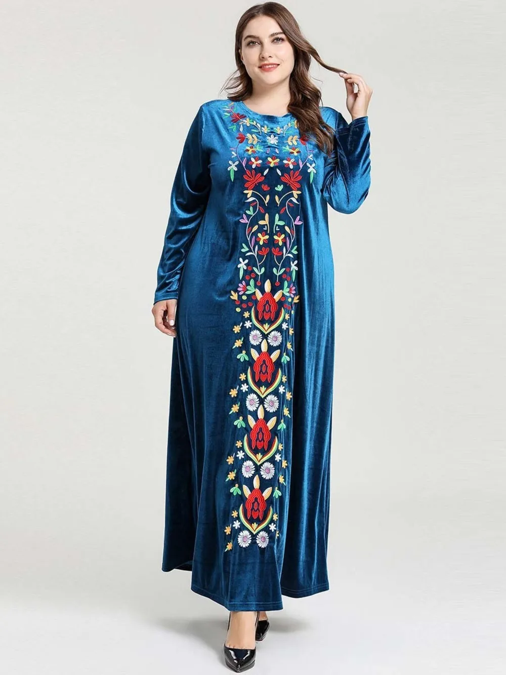 Новые длинные шифоновые платья с вышивкой мусульманское платье вечерние для