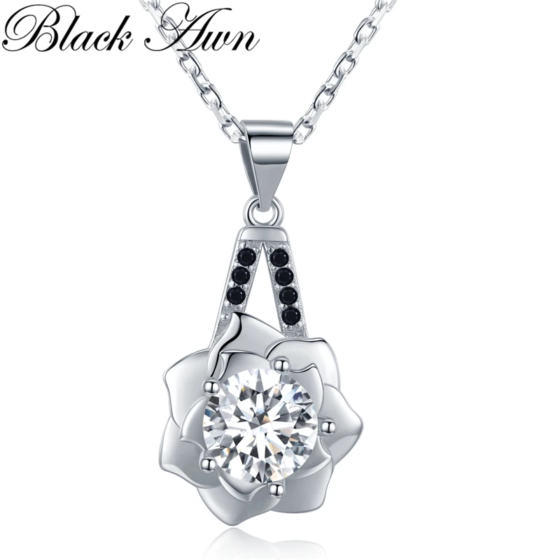 2020 New Flower Silver Necklace Sterling Design Fine Jewelry Trendy Engagement Necklaces for Women Wedding Pendants K056 | Украшения и