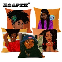african fashion girl oil painting colorful women home art decoration sofa throw pillow cover cotton hemp cushion cover 45x45cm
