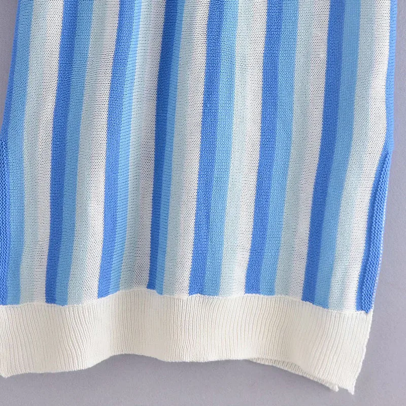 

KUMSVAG Women Summer Vintage Striped MIDI Dress 2021 ZA V-Neck Long Sleeve Linen Loose Female Elegant Mid-Calf Dresses Vestidos