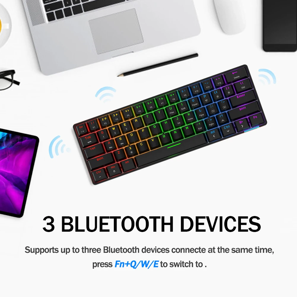 

61 Keys 5.0 Mechanical Gaming Keyboard USB Wired Gamer Keyboard RGB Backlight Mechanical Keyboard for Laptop Computer