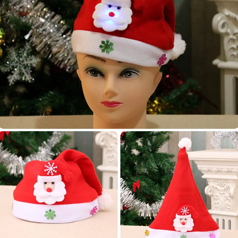 

Soft Plush Christmas Hat Party For Baby Adult Santa Hats Red Decoration New Year Decoration Kids Gift Holiday Party Supplies