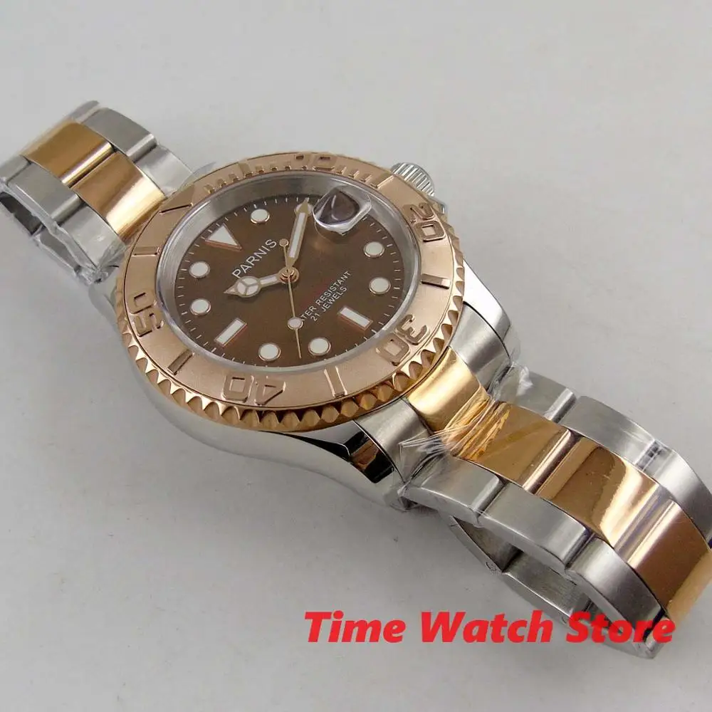Мужские автоматические часы Parnis 40 мм сапфировое стекло водонепроницаемый