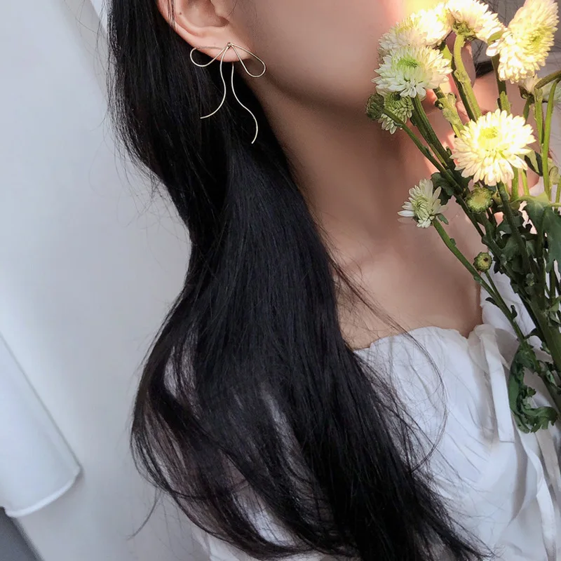 

Todorova Korean New Bowknot Big Earrings For Women Elegant Fashion Holiday Party Jewelry Female