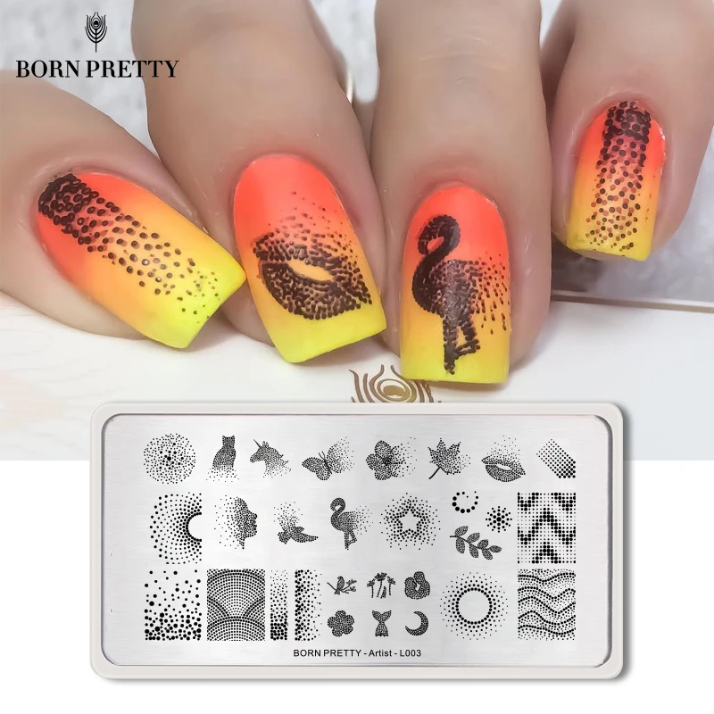 Пластины для стемпинга ногтей BORN PRETTY прямоугольные трафареты дизайна разных