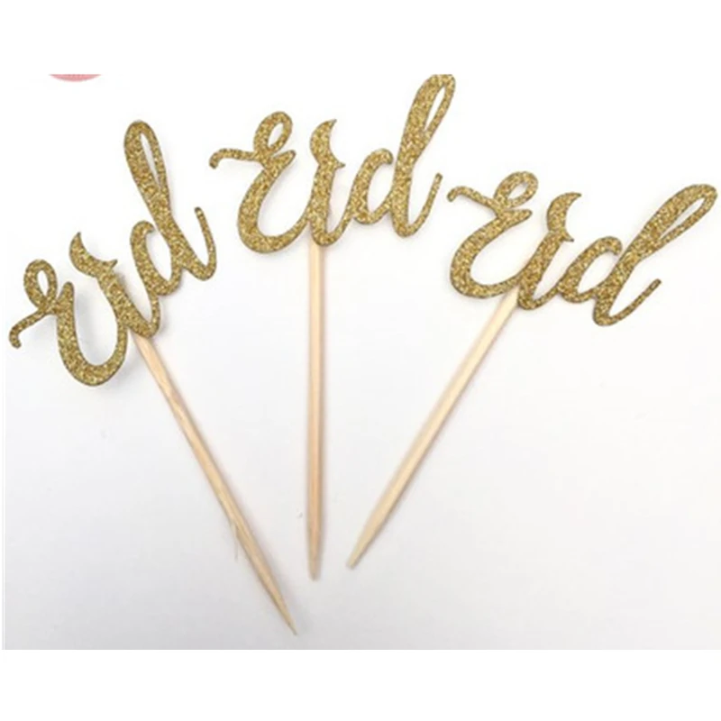 Высококачественные блестящие бумажные топперы для кексов Happy Eid Mubarak украшения