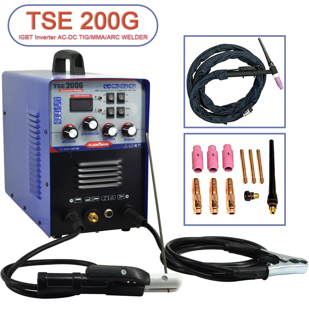 Плазменный Импульсный сварочный аппарат TIG IGBT AC DC Инвертер MMA Алюминий сварки 200A