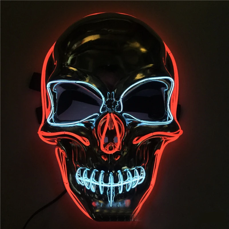 Хэллоуин в форме черепа Led люминесцентная маска El холодный свет призрак день
