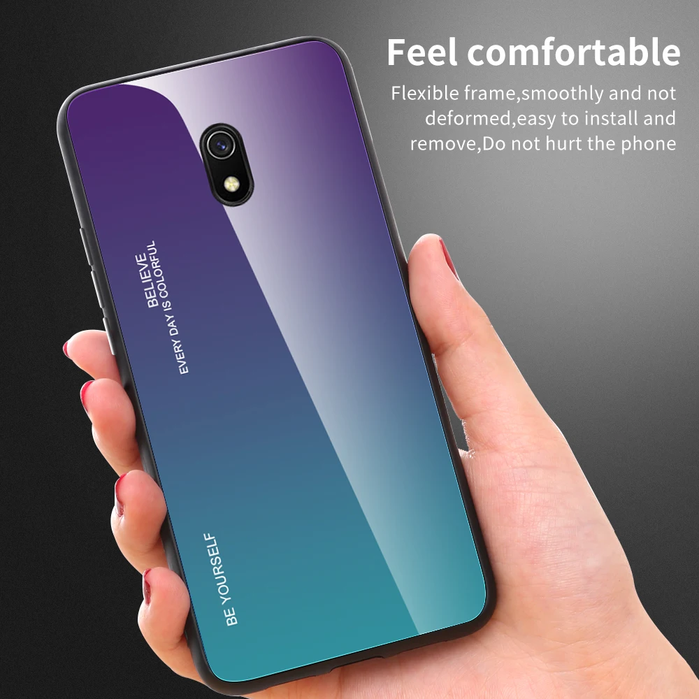 Чехол из закаленного стекла KEYSION с градиентом для Xiaomi Redmi 8A 8 7A 7 Силиконовый