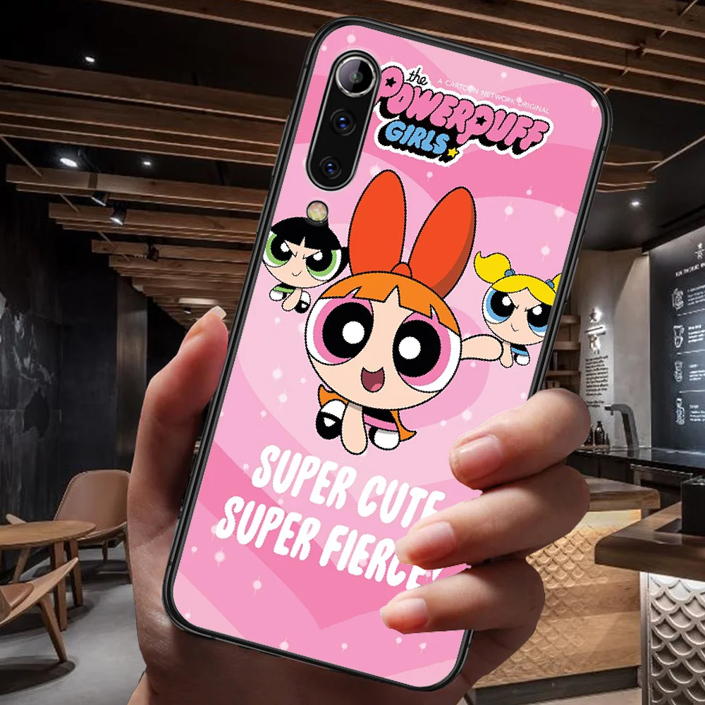

The Powerpuffs Girls Cartoon Phone Case For Xiaomi Mi Note 10 A3 9 MAX 3 A2 8 9 Lite Pro Ultra black Etui Fashion Bumper Luxury