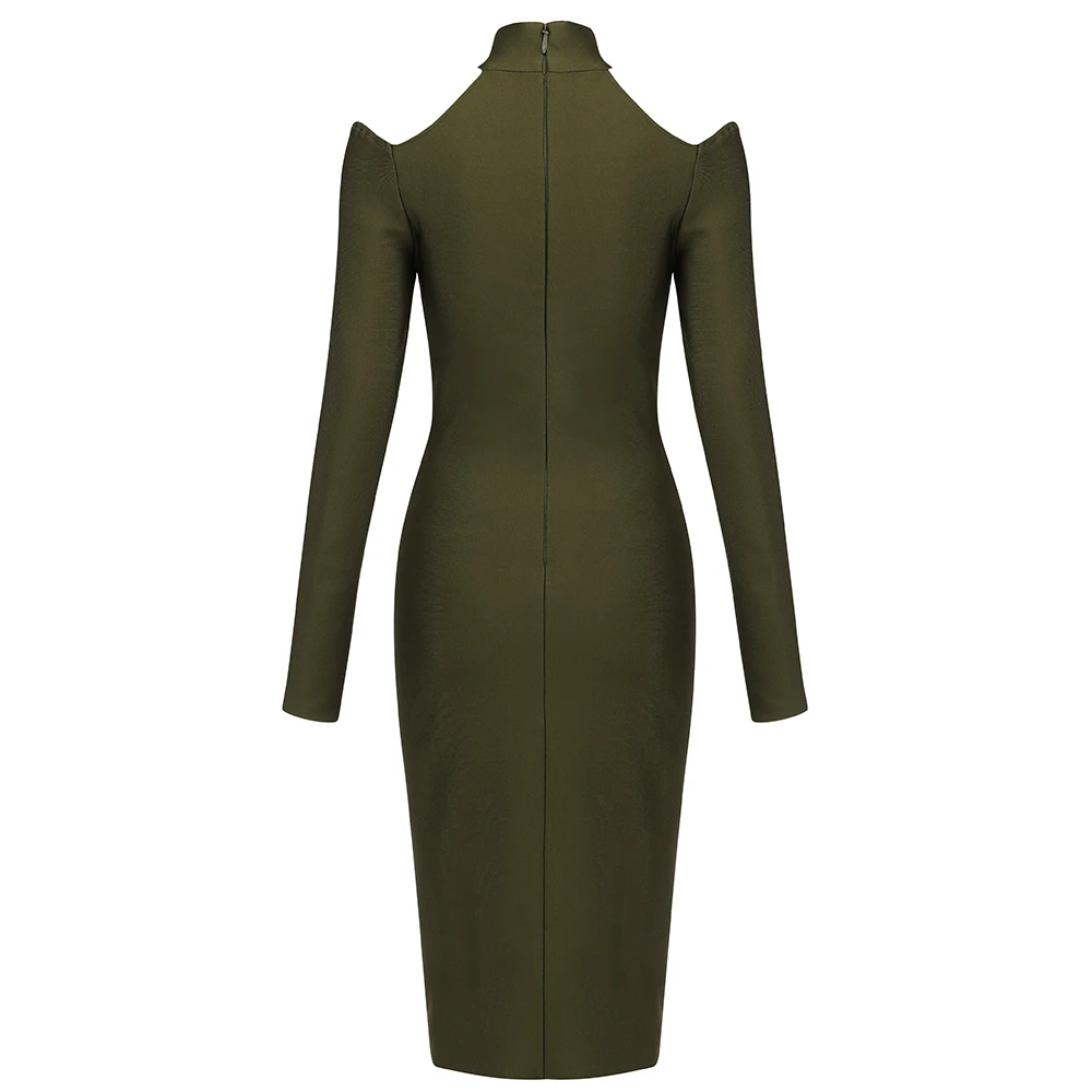 

Ocstrade Bandage Dress Long Sleeve Armygreen Bandage Dress Bodycon 2021 Fashion Women Off the Shoulder Night Club Party Dresses