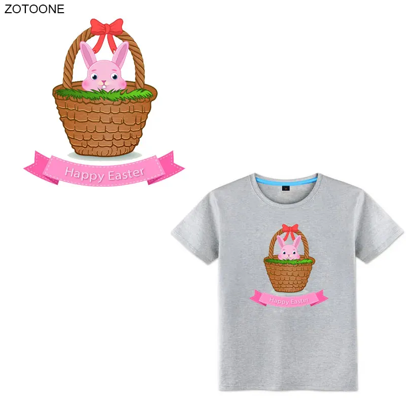 ZOTOONE симпатичные нашивки с рисунком кролика пасхальные для одежды DIY тепловым