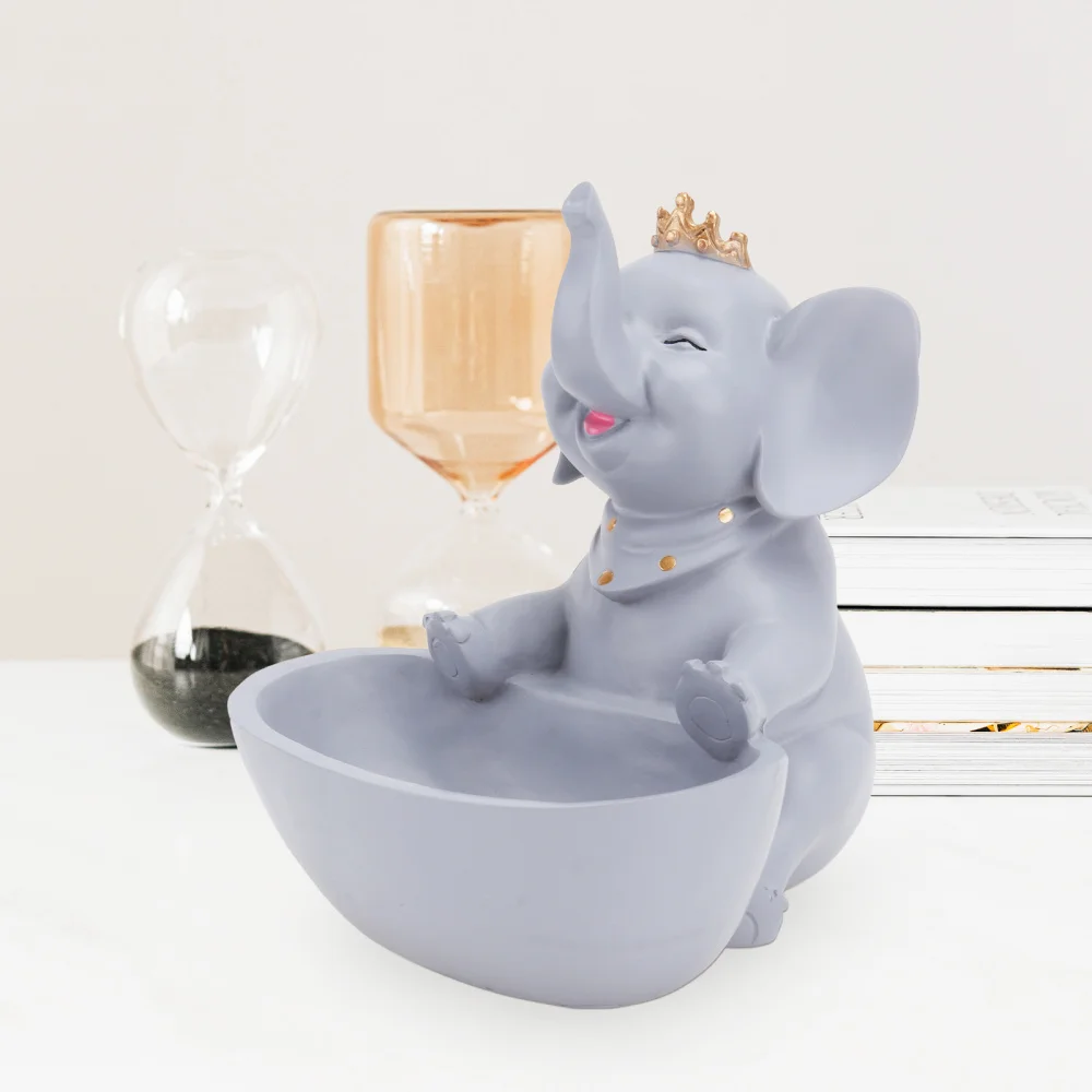 

1pc Animal Shaped Storage Box Creative Key Container Home Resin Ornament (Gray)