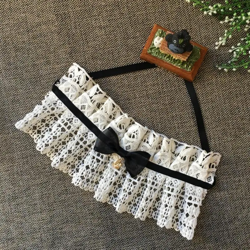 Милый щенок собака Кот натуральный хлопок кружевные воротники с бантом и