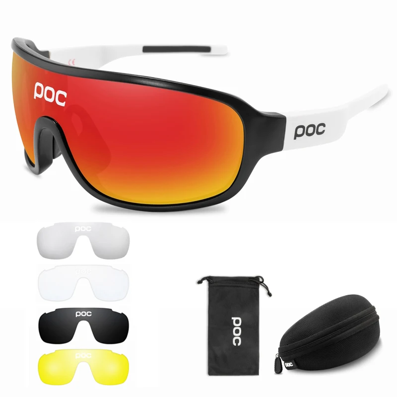 

POC 5 Lens Cycling Glasses Bicycle Mountain Bike Men's Sunglasses Outdoor Sports Women's Eyeglass MTB UV400 Polarized Goggles