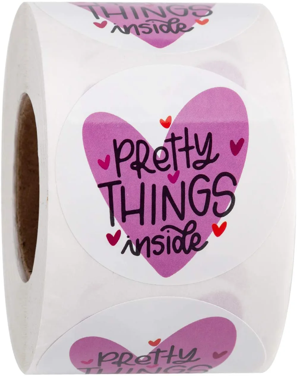 

New styles 50-500pcs Round "Pretty Things Inside " Stickers Heart Thanks for Shopping Small Shop Local Handmade Decor Labels