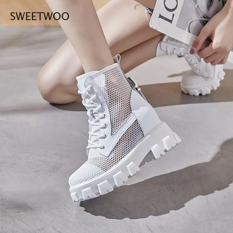 Size 34-43 2021 Woman Real Leather Ankle Boots Fashion Shoes Woman Short Winter Warm Boots Platform Heel Footwear