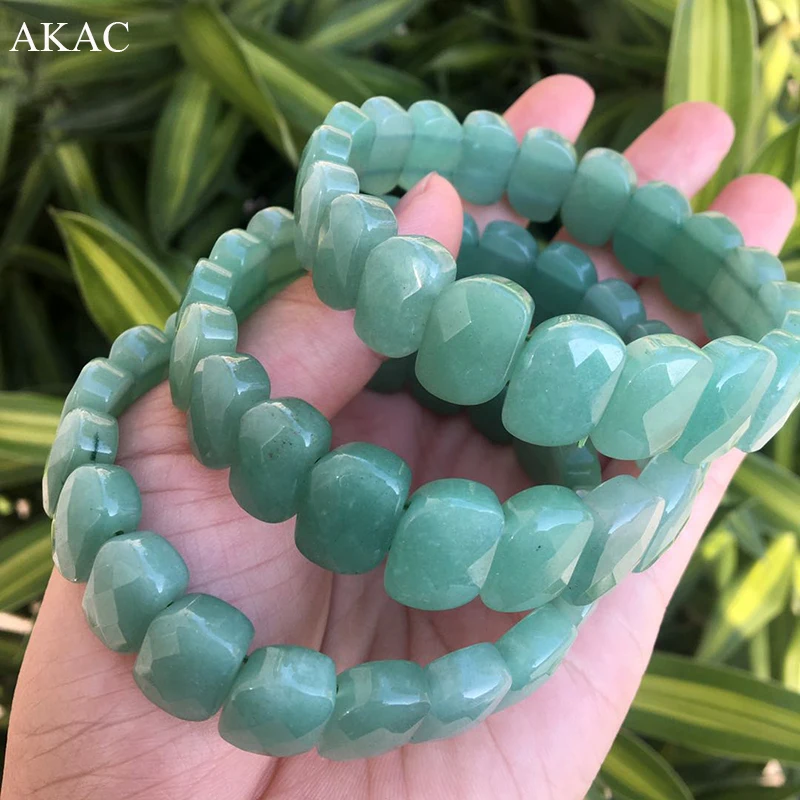 Бесплатная доставка около 10*15 мм натуральный граненый зеленый авантюрин браслет