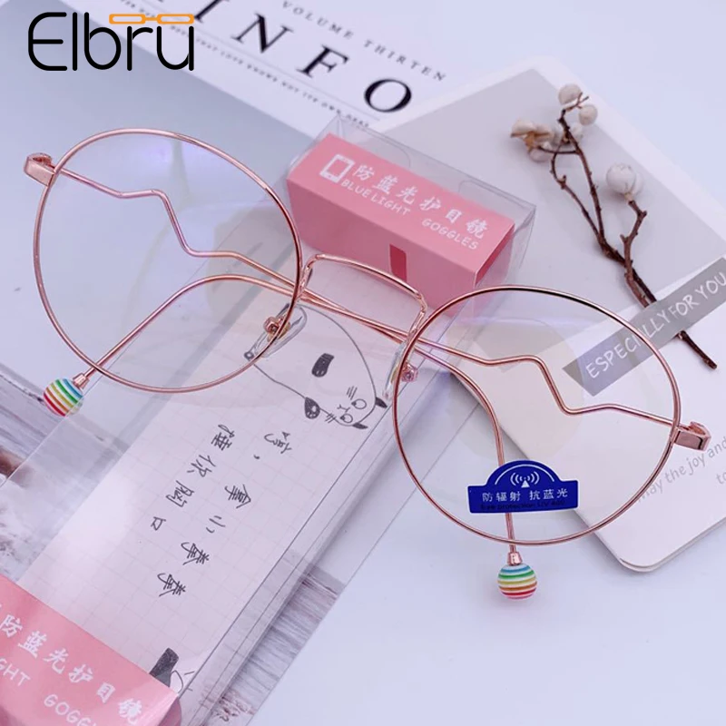 Винтажные модные круглые очки Elbru для близорукости женщин и мужчин металлические