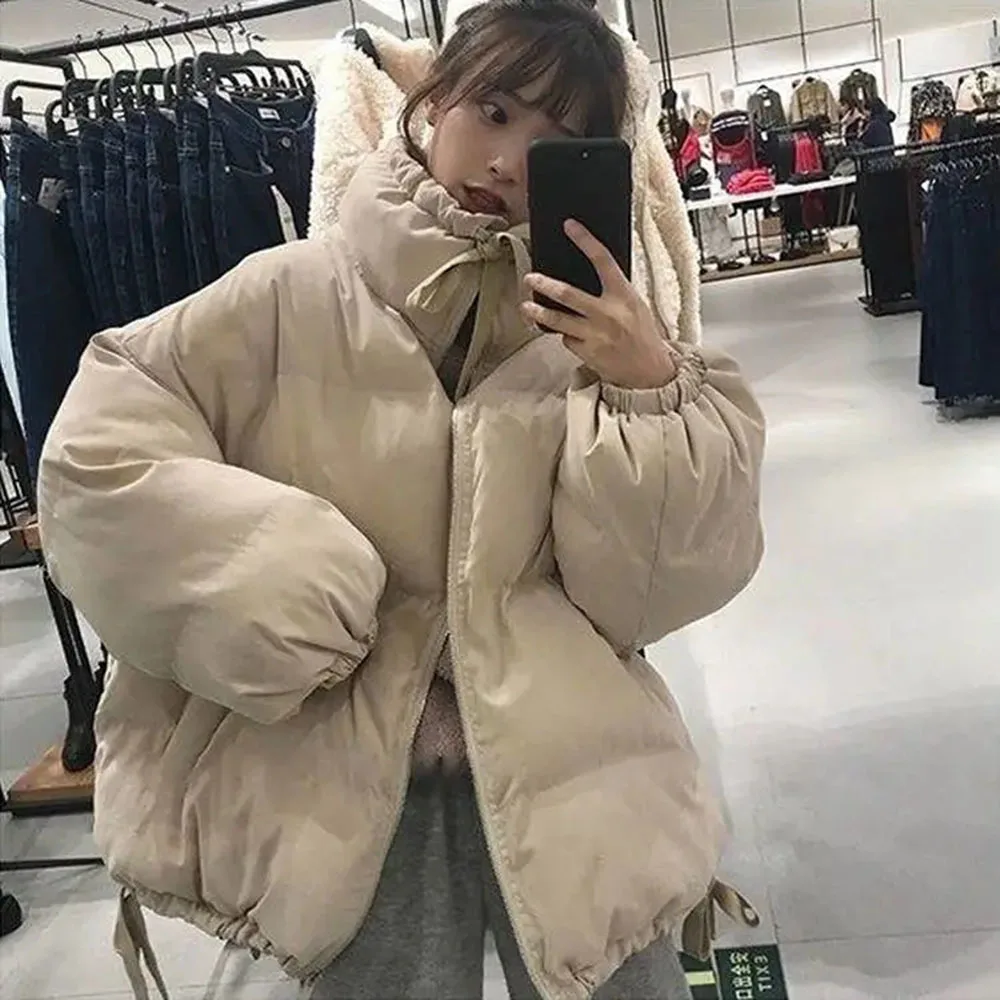 

Winter New Thick Women's Oversize Parka Cotton Jacket Korean Version All-match Casual Bread Clothes Warm Cotton-padded Coat