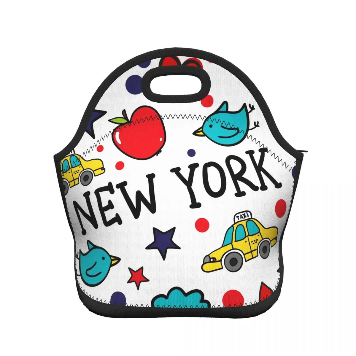 

New York Fashion Lunch Bags for Women Children School Neoprene Lunch Box Top Handle Picnic Office Food Organizer Pouch Bags