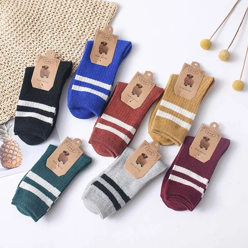 Модные осенне зимние женские толстые носки японские повседневные хлопковые