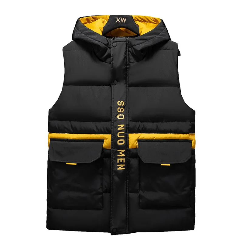 

Ymwmhu Down Vest Men Waterproof Vest Hooded Collar Men Padded Vest Lightweight for Men Zip-up Waistcoat Winter Clothes with Hood