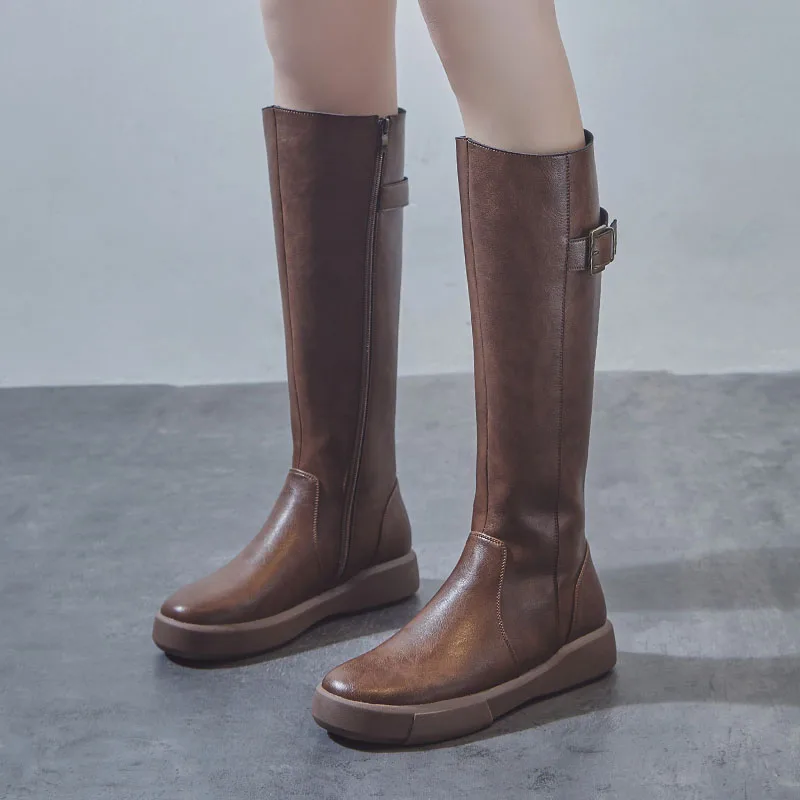 DRKANOL 2022 женские длинные сапоги ручной работы в стиле ретро зимние теплые до