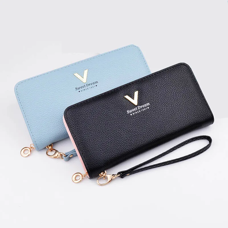 Новинка 2021 женские кошельки кожаные Женский Длинный кошелек на молнии женский