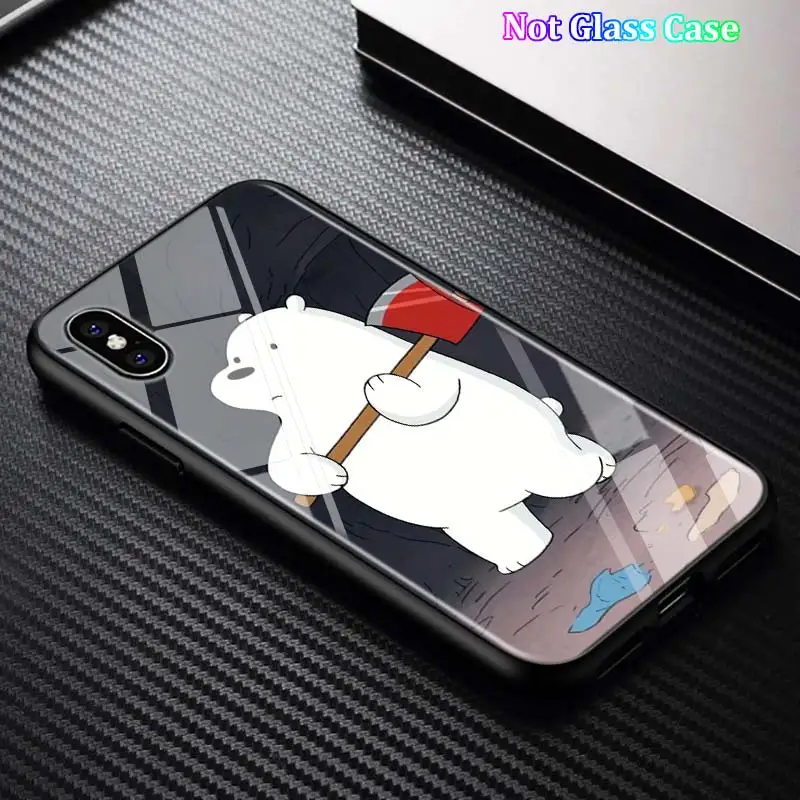 Black Cover Cute Bare Bears for iPhone 11 11Pro X XR XS Max for iPhone 8 7 6 6S Plus 5S 5 SE Glossy Phone Case