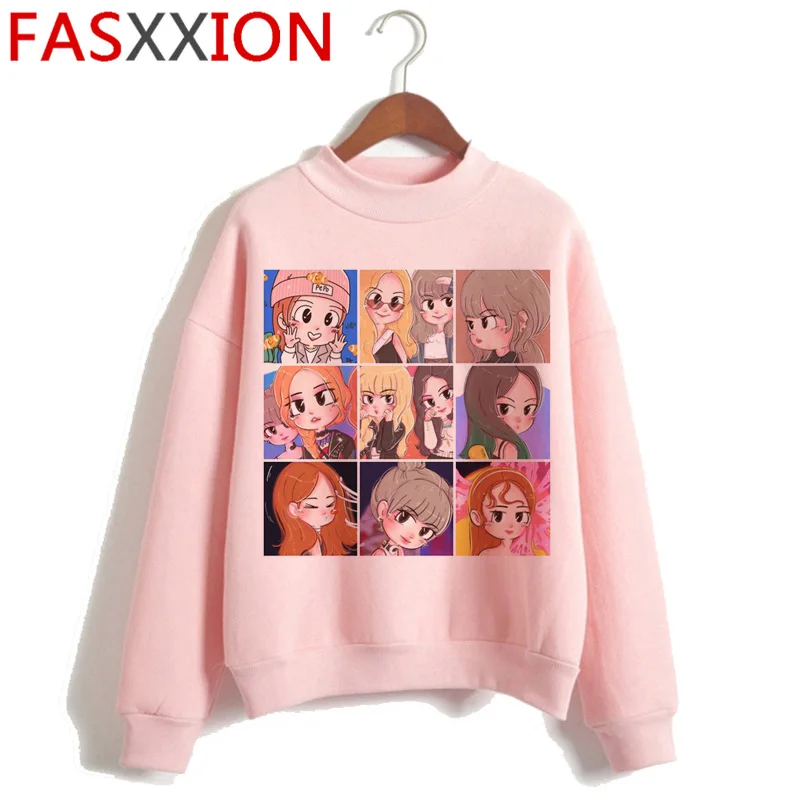 Черный розовый в вашем районе Harajuku Kawaii толстовки женские Kpop Kill This Love Ullzang Толстовка квадратная 90s K-кофта с капюшоном в стиле поп женская - Цвет: H4705