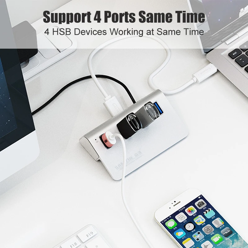 Высокоскоростной USB 3 0 концентратор SAMZHE 4-портовый Настольный удлинитель