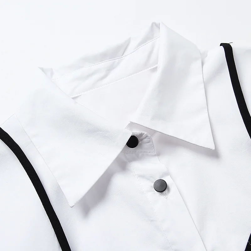 Shirt Female 2020 Korean Spring Midi Dress Black White Asymmetrical Dresses For Women Autumn Clothing Robe 97089 | Женская одежда
