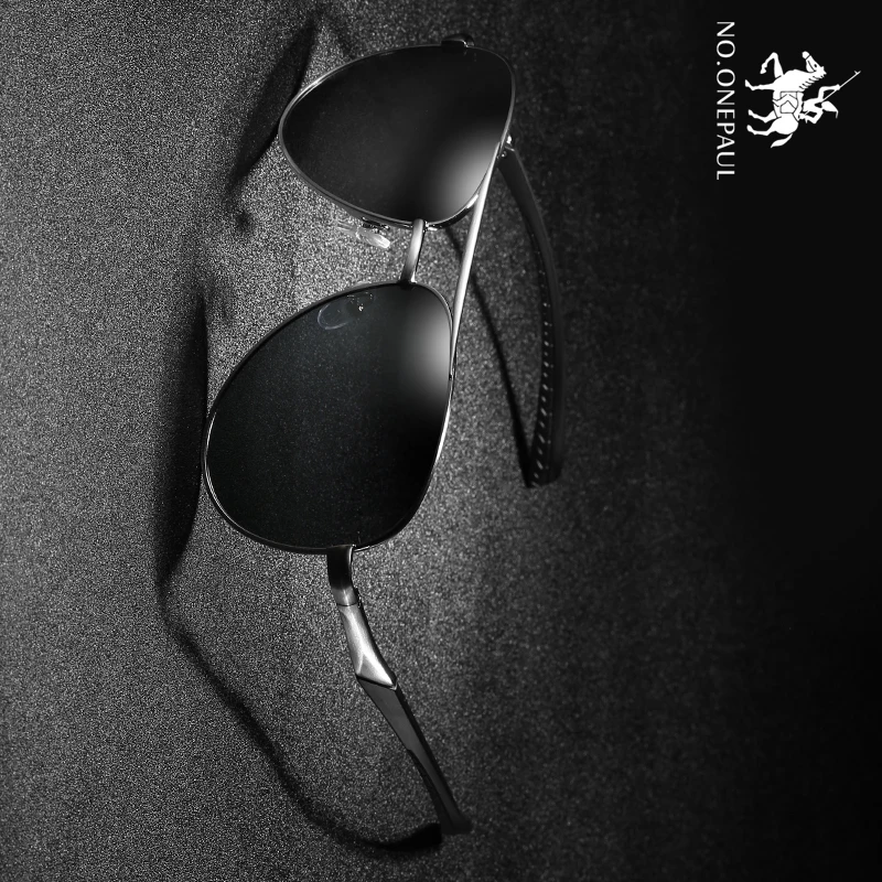 

NO.ONEPAUL Design Pilot Male Sun Glasses Driving Metail Frame Quality Oversized Spring Leg Alloy Men Sunglasses Polarized Brand