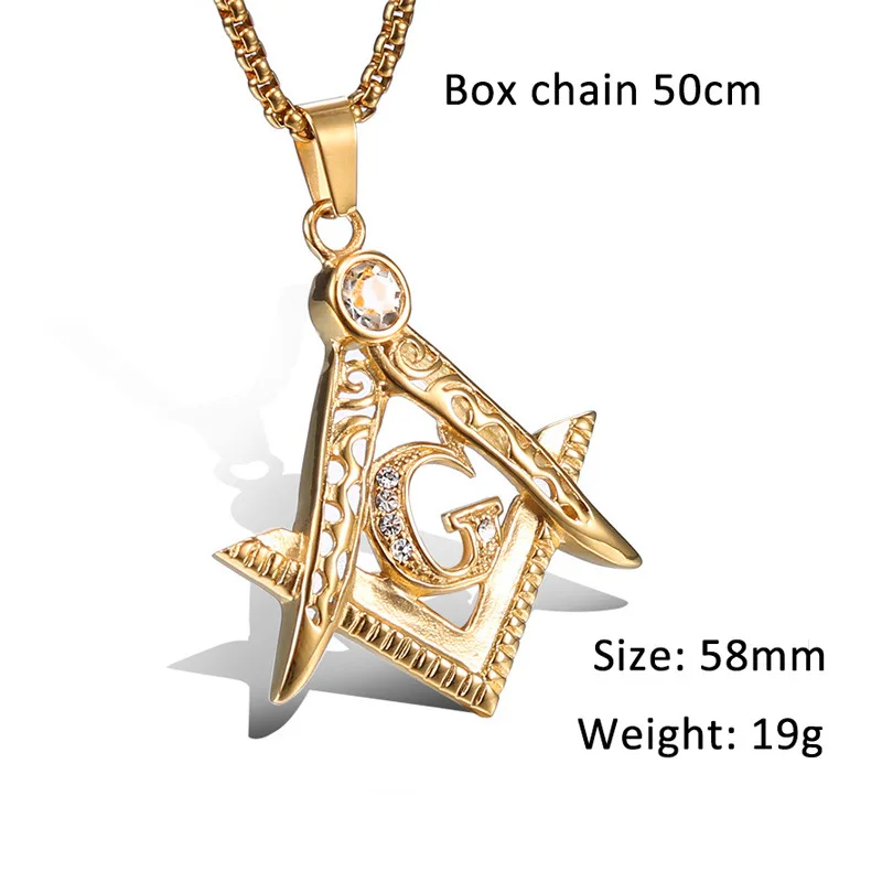 Масонский кулон с символом каменщика модное Золотистое Ожерелье со стразами