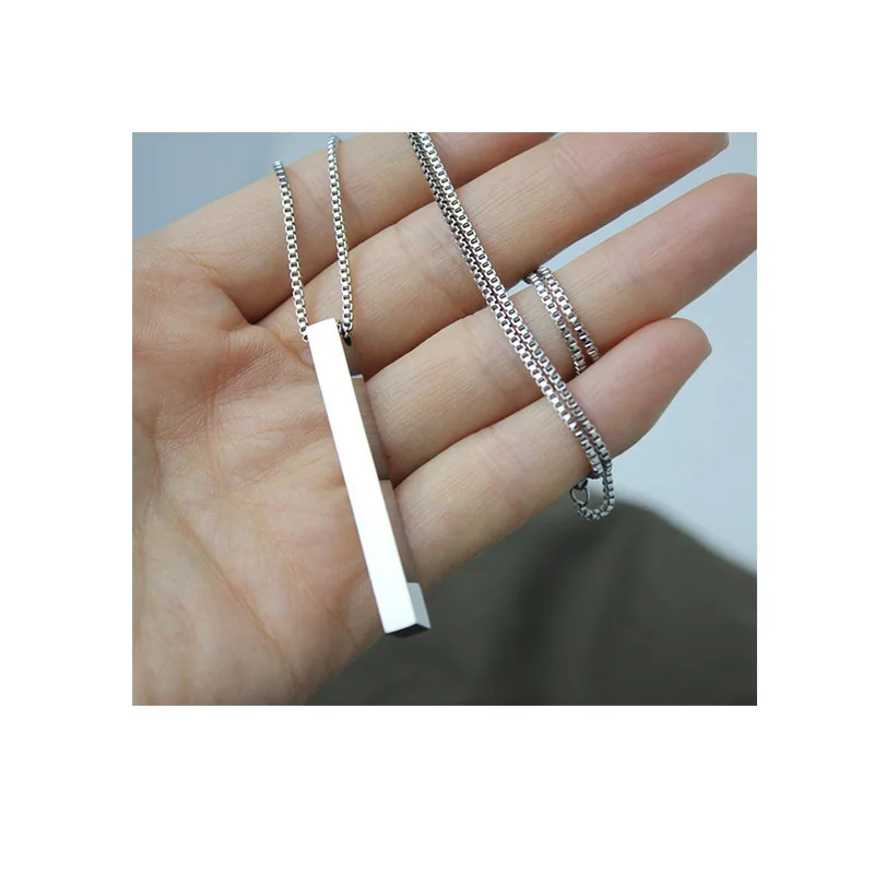 

New Style Simple Rectangular Long Pendant Fashion Men's Stainless Steel Necklace Fashion Men's Motorcycle Party Jewelry
