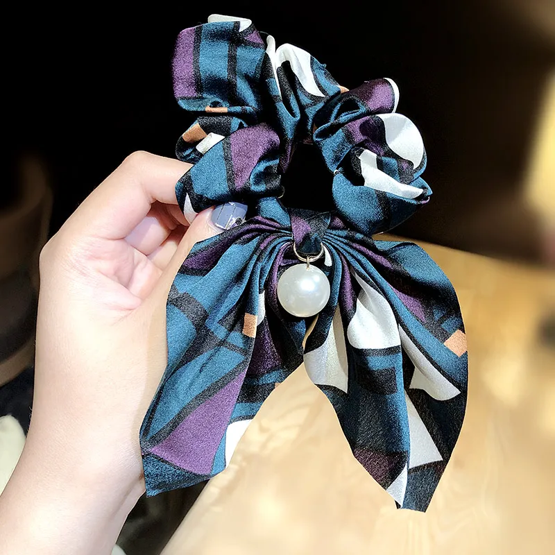 Новые женские элегантные винтажные резинки для волос с бантом и жемчугом, милые резинки для волос, резинки для волос, модные аксессуары для волос - Цвет: 11