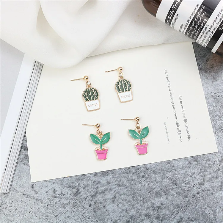 Корейские Металлические серьги простые забавные сделай сам с растениями и